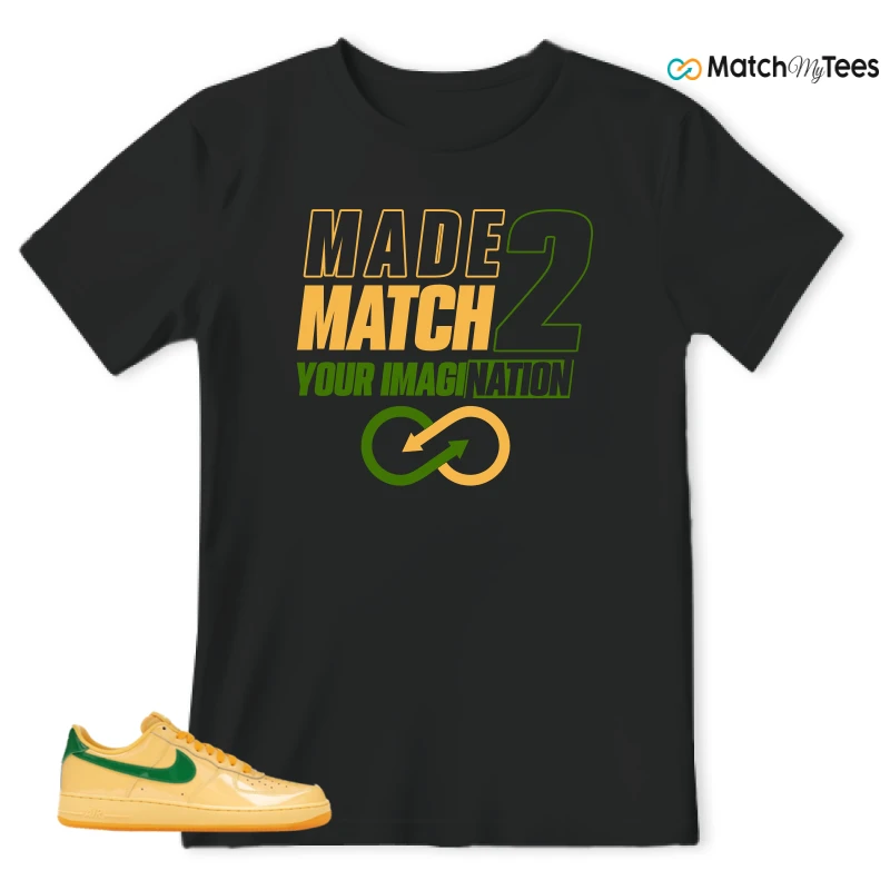 NIKE AIR FORCE 1 LOW PATENT LEATHER TOPAZ GOLD SNEAKER Matching Tees t-shirt