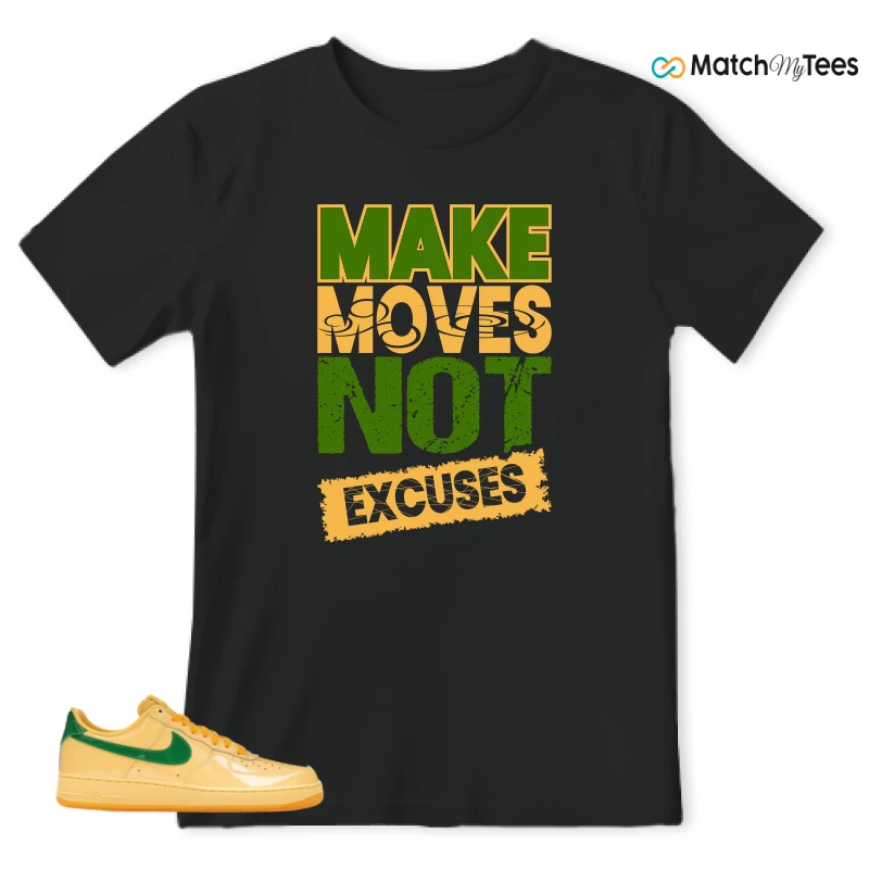 NIKE AIR FORCE 1 LOW PATENT LEATHER TOPAZ GOLD SNEAKER/TOPAZ GOLD/PINE GREEN/LIGHT LASER ORANGE/MIDAS GOLD matching T-shirt