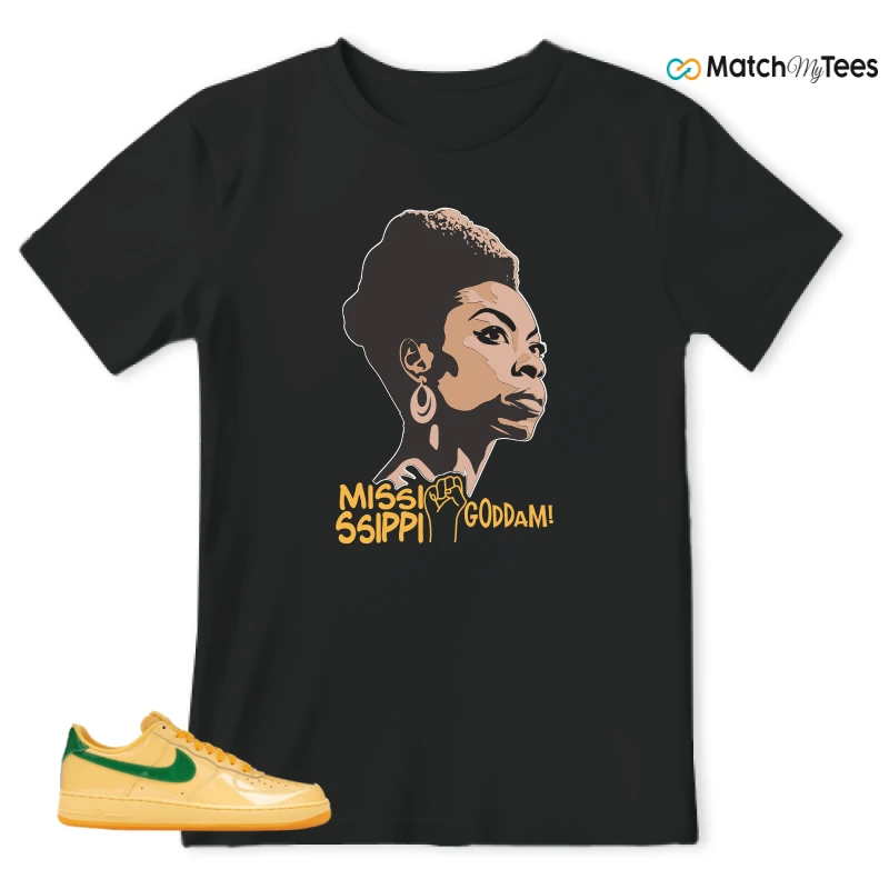 NIKE AIR FORCE 1 LOW PATENT LEATHER TOPAZ GOLD SNEAKER Matching Tees t-shirt