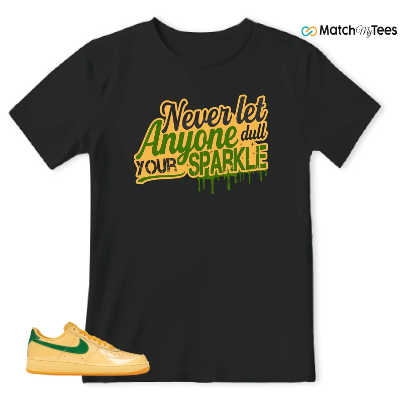 NIKE AIR FORCE 1 LOW PATENT LEATHER TOPAZ GOLD SNEAKER Matching Tees t-shirt