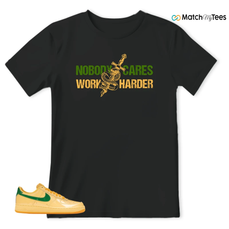 NIKE AIR FORCE 1 LOW PATENT LEATHER TOPAZ GOLD SNEAKER Matching Tees t-shirt