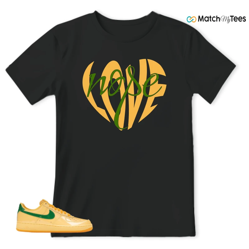 NIKE AIR FORCE 1 LOW PATENT LEATHER TOPAZ GOLD SNEAKER Matching Tees t-shirt