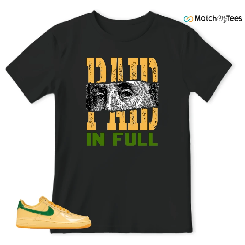 NIKE AIR FORCE 1 LOW PATENT LEATHER TOPAZ GOLD SNEAKER Matching Tees t-shirt
