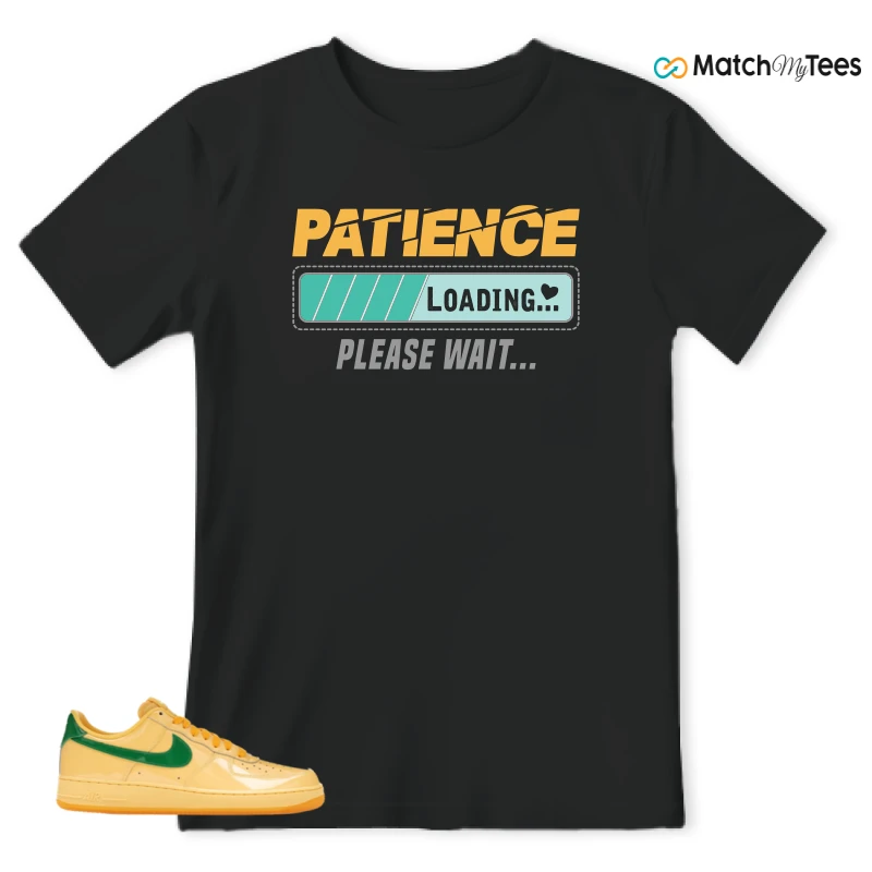 NIKE AIR FORCE 1 LOW PATENT LEATHER TOPAZ GOLD SNEAKER Matching Tees t-shirt