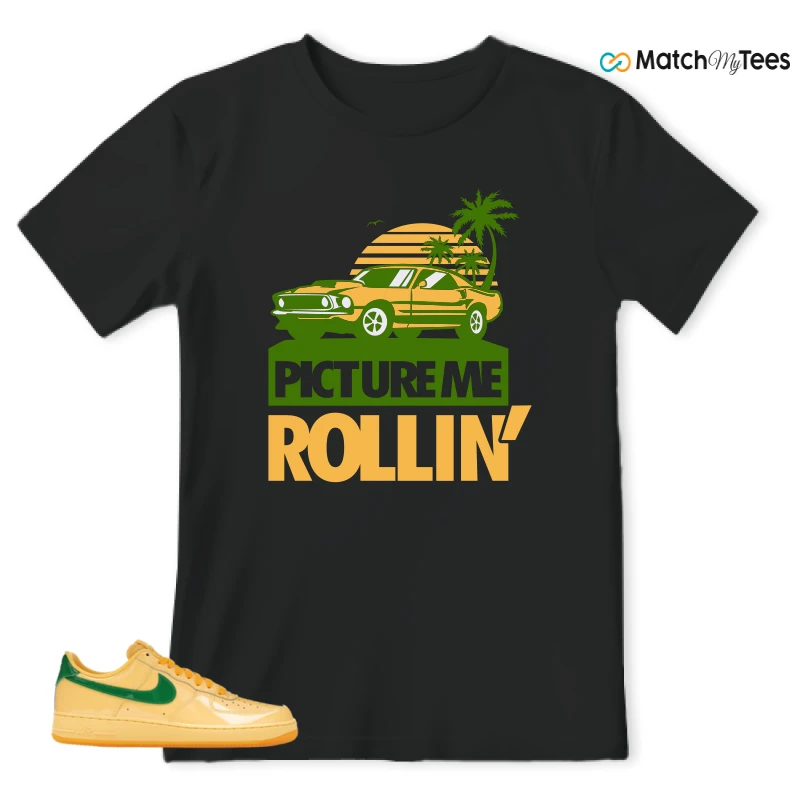 NIKE AIR FORCE 1 LOW PATENT LEATHER TOPAZ GOLD SNEAKER Matching Tees t-shirt
