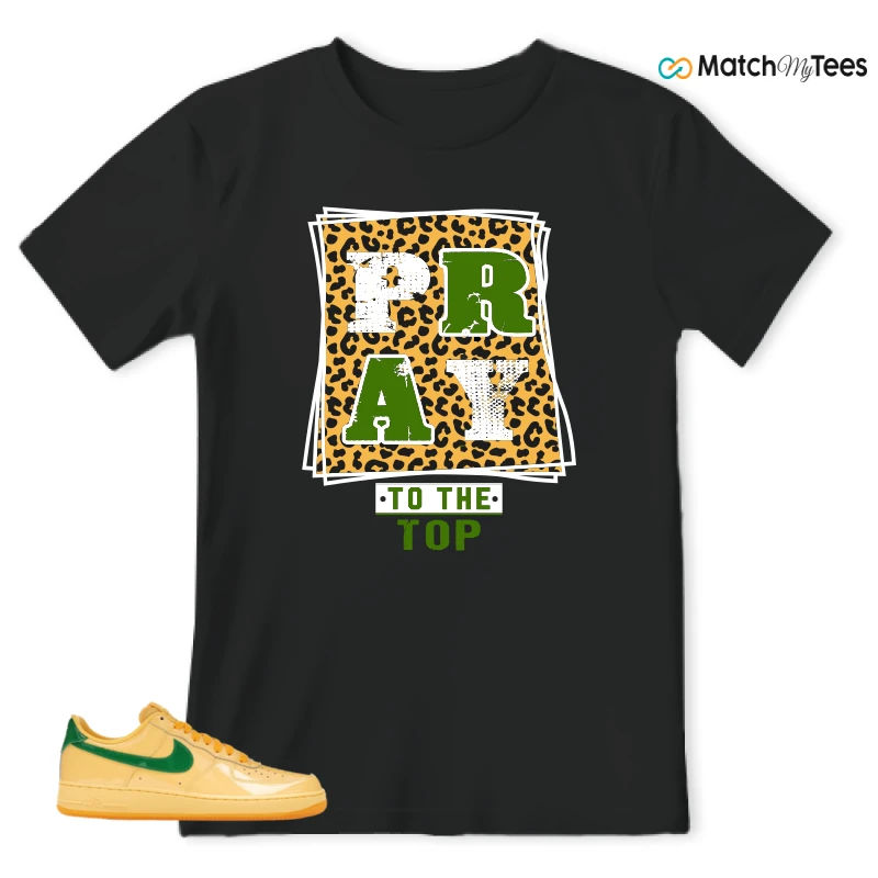 NIKE AIR FORCE 1 LOW PATENT LEATHER TOPAZ GOLD SNEAKER Matching Tees t-shirt