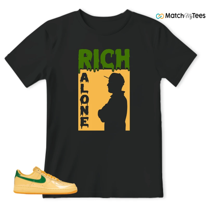 NIKE AIR FORCE 1 LOW PATENT LEATHER TOPAZ GOLD SNEAKER Matching Tees t-shirt