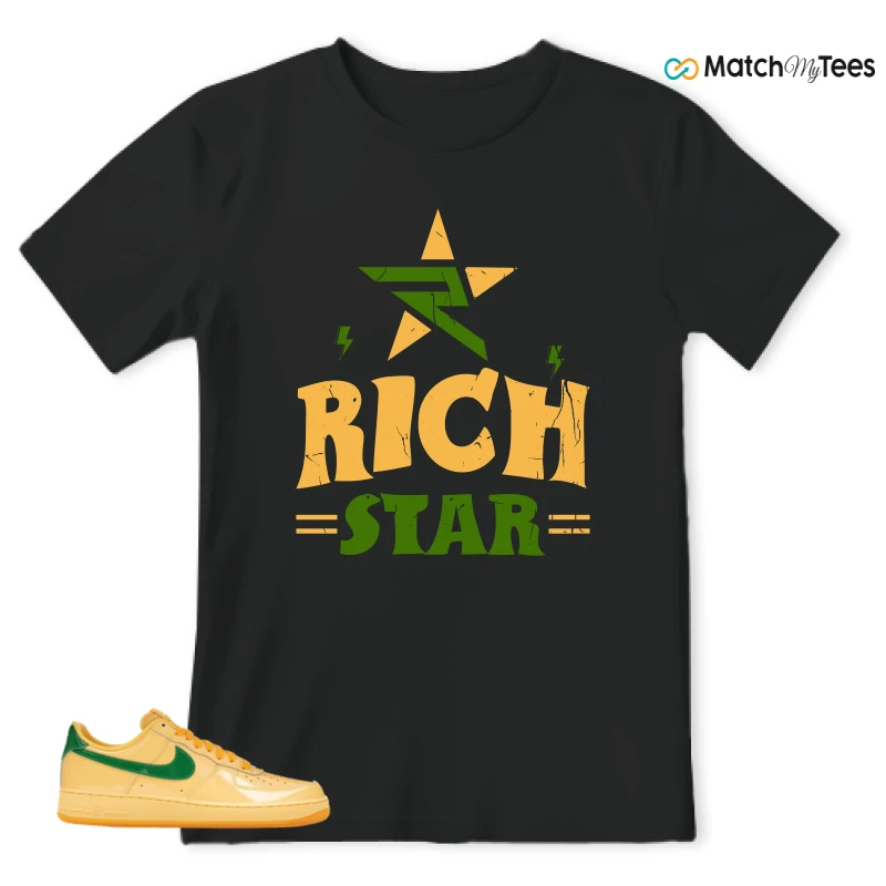 NIKE AIR FORCE 1 LOW PATENT LEATHER TOPAZ GOLD SNEAKER Matching Tees t-shirt