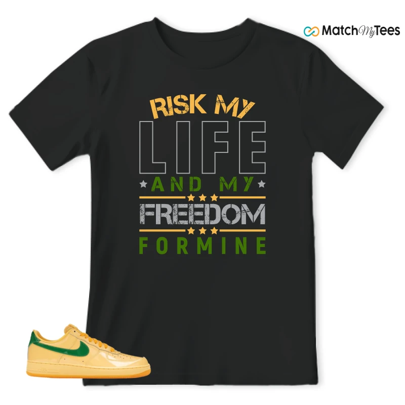 NIKE AIR FORCE 1 LOW PATENT LEATHER TOPAZ GOLD SNEAKER Matching Tees t-shirt