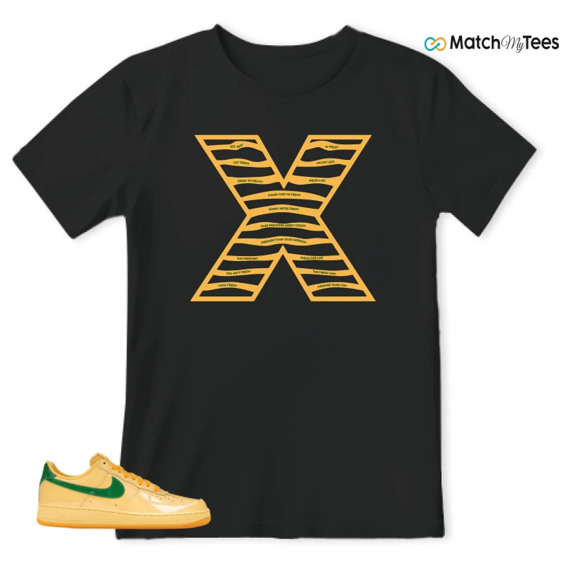 NIKE AIR FORCE 1 LOW PATENT LEATHER TOPAZ GOLD SNEAKER Matching Tees t-shirt