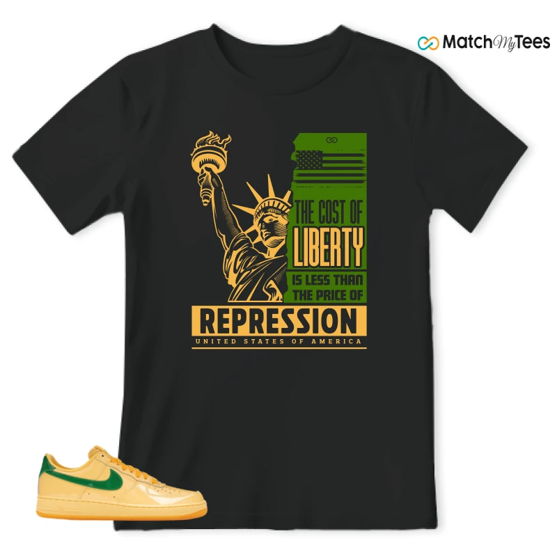 NIKE AIR FORCE 1 LOW PATENT LEATHER TOPAZ GOLD SNEAKER Matching Tees t-shirt