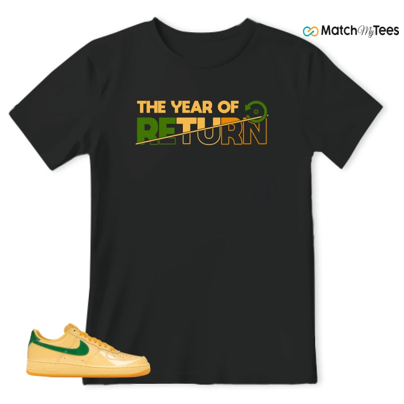 NIKE AIR FORCE 1 LOW PATENT LEATHER TOPAZ GOLD SNEAKER Matching Tees t-shirt