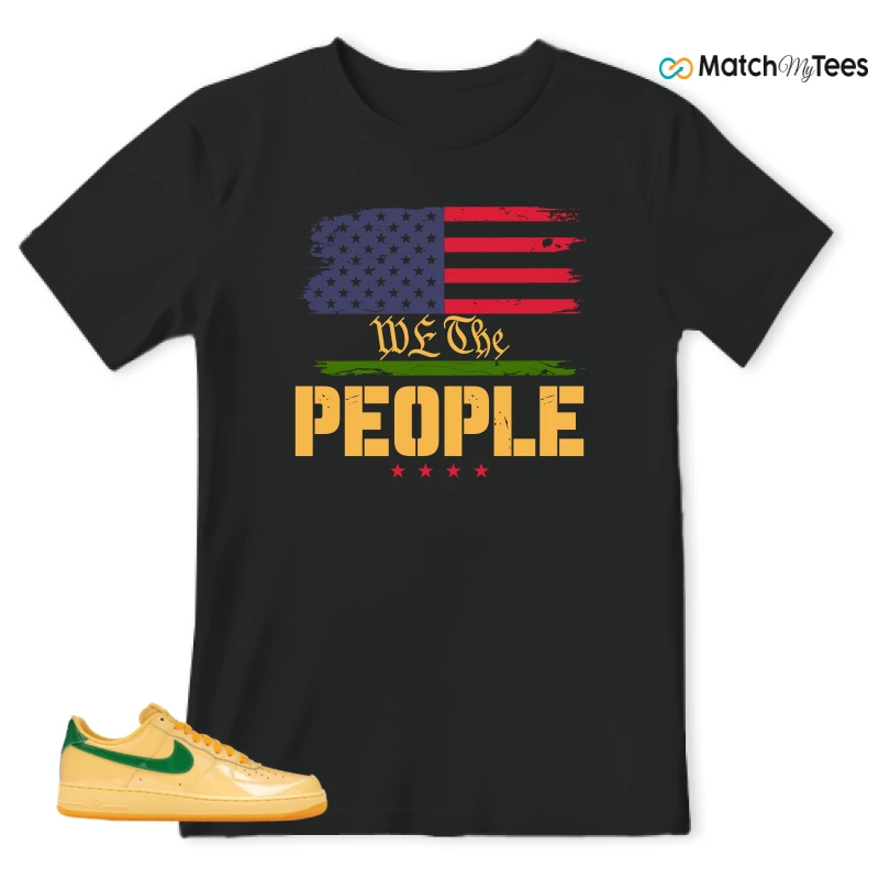 NIKE AIR FORCE 1 LOW PATENT LEATHER TOPAZ GOLD SNEAKER Matching Tees t-shirt