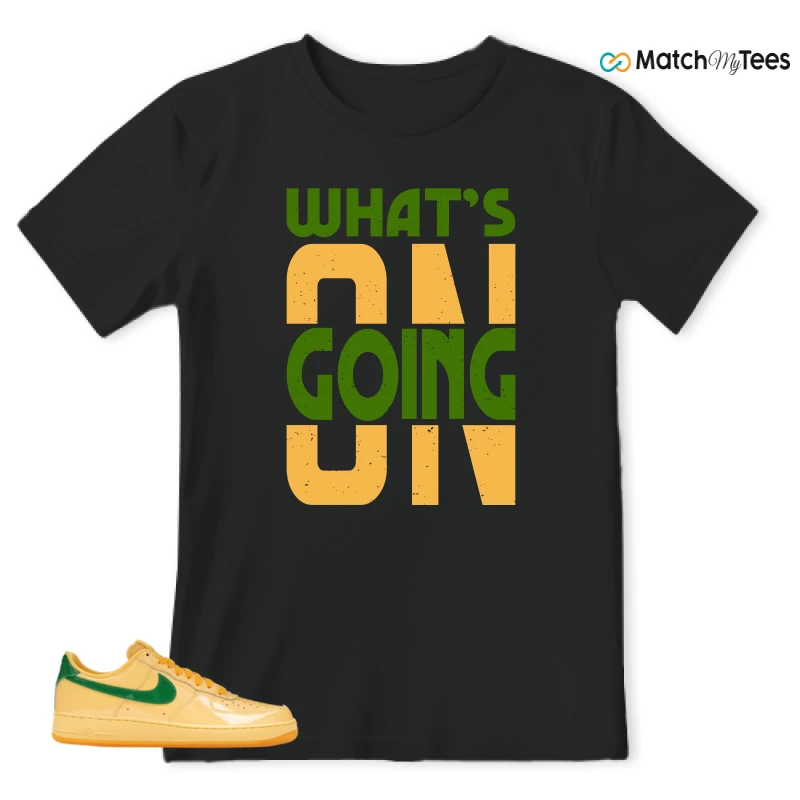 NIKE AIR FORCE 1 LOW PATENT LEATHER TOPAZ GOLD SNEAKER Matching Tees t-shirt