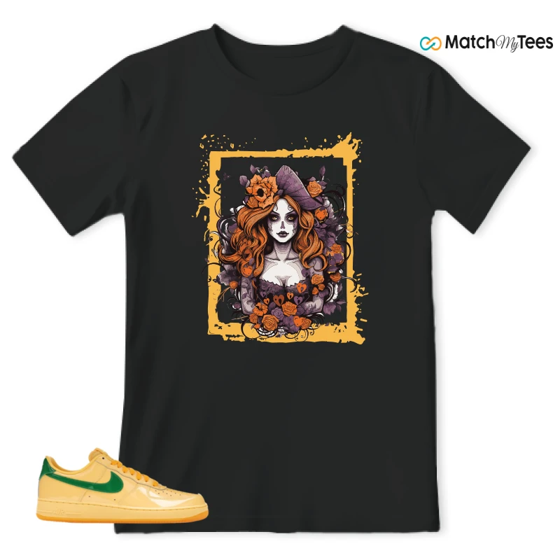 NIKE AIR FORCE 1 LOW PATENT LEATHER TOPAZ GOLD SNEAKER Matching Tees t-shirt