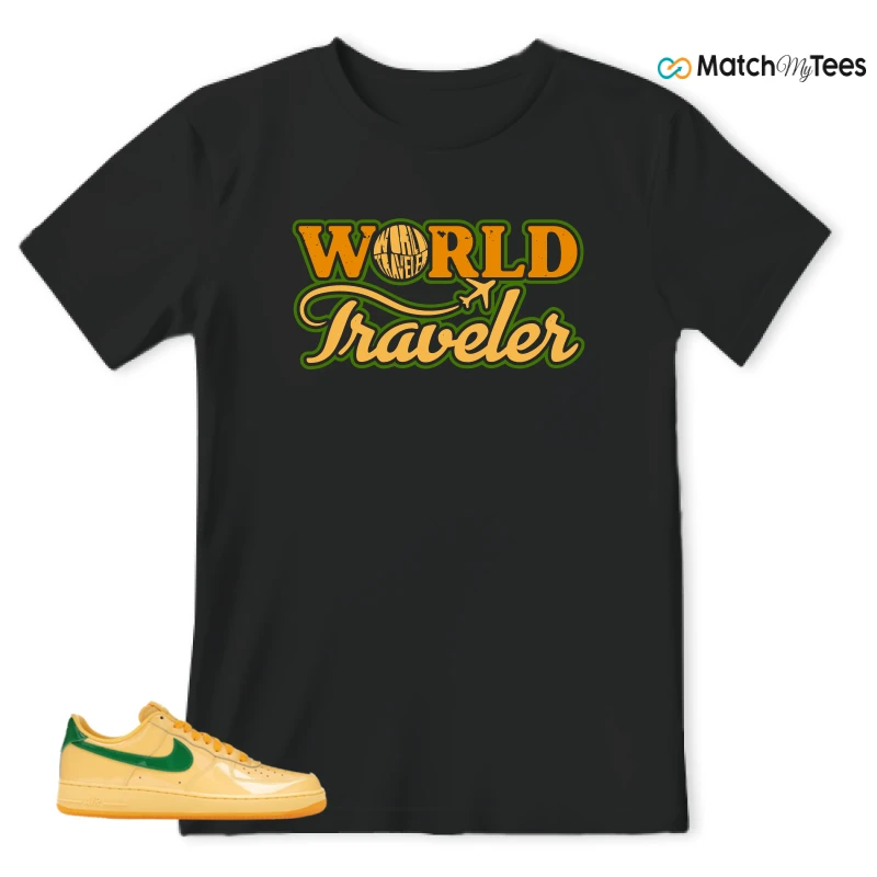 NIKE AIR FORCE 1 LOW PATENT LEATHER TOPAZ GOLD SNEAKER Matching Tees t-shirt