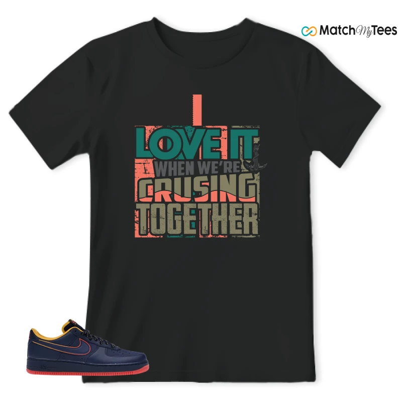 NIKE AIR FORCE 1 LOW RETRO LETTERING SNEAKER/NAVY/RED/GOLD matching T-shirt