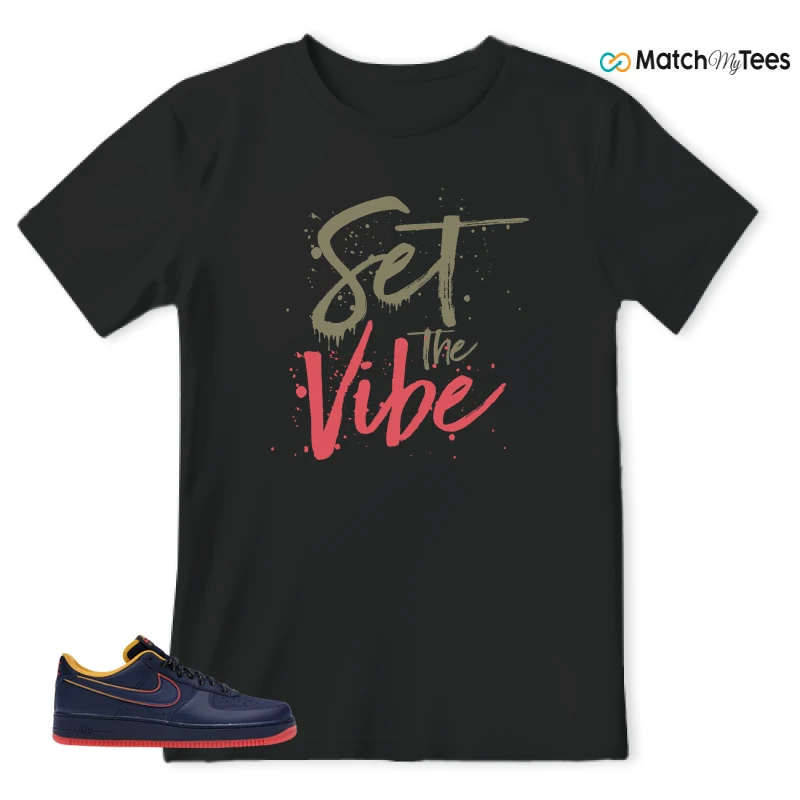 NIKE AIR FORCE 1 LOW RETRO LETTERING SNEAKER/NAVY/RED/GOLD matching T-shirt
