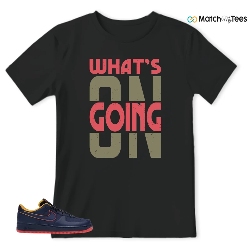 NIKE AIR FORCE 1 LOW RETRO LETTERING SNEAKER/NAVY/RED/GOLD matching T-shirt