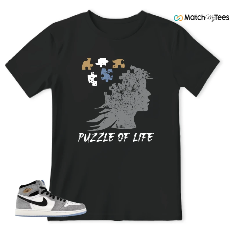 NIKE AIR JORDAN 1 HIGH COOL GREY SNEAKER/COOL GREY/GAME ROYAL/BLACK matching T-shirt