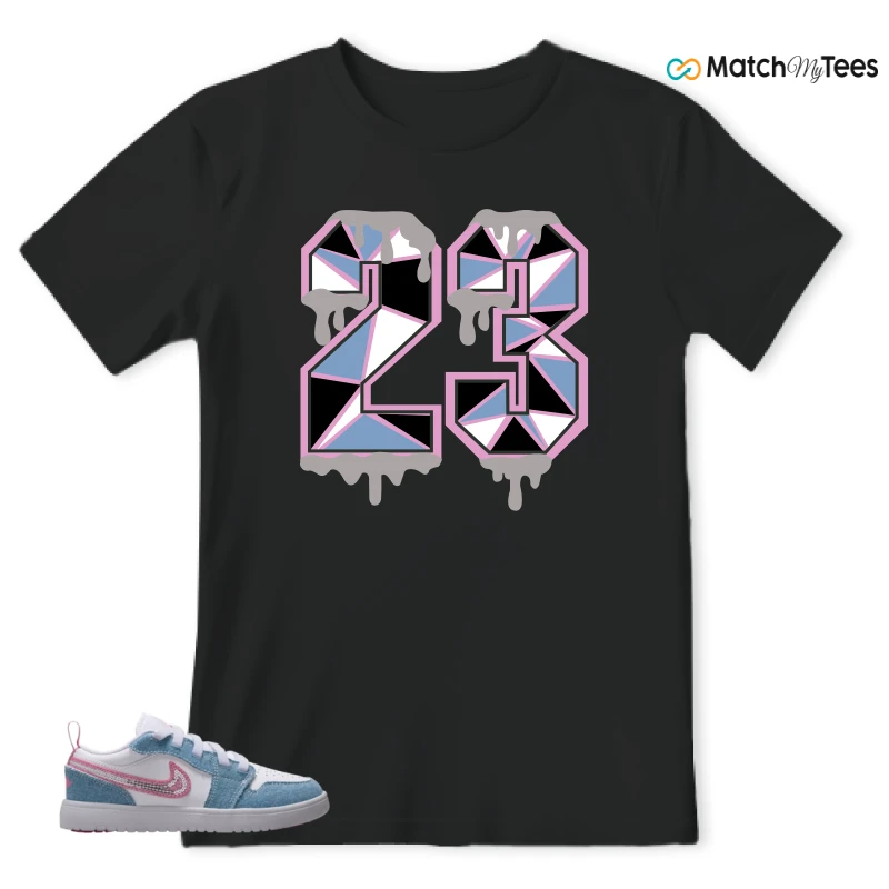 NIKE AIR JORDAN 1 LOW GS DENIM SEQUIN SNEAKER Matching Tees t-shirt