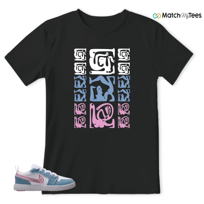 NIKE AIR JORDAN 1 LOW GS DENIM SEQUIN SNEAKER Matching Tees t-shirt