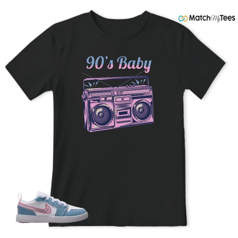 NIKE AIR JORDAN 1 LOW GS DENIM SEQUIN SNEAKER Matching Tees t-shirt