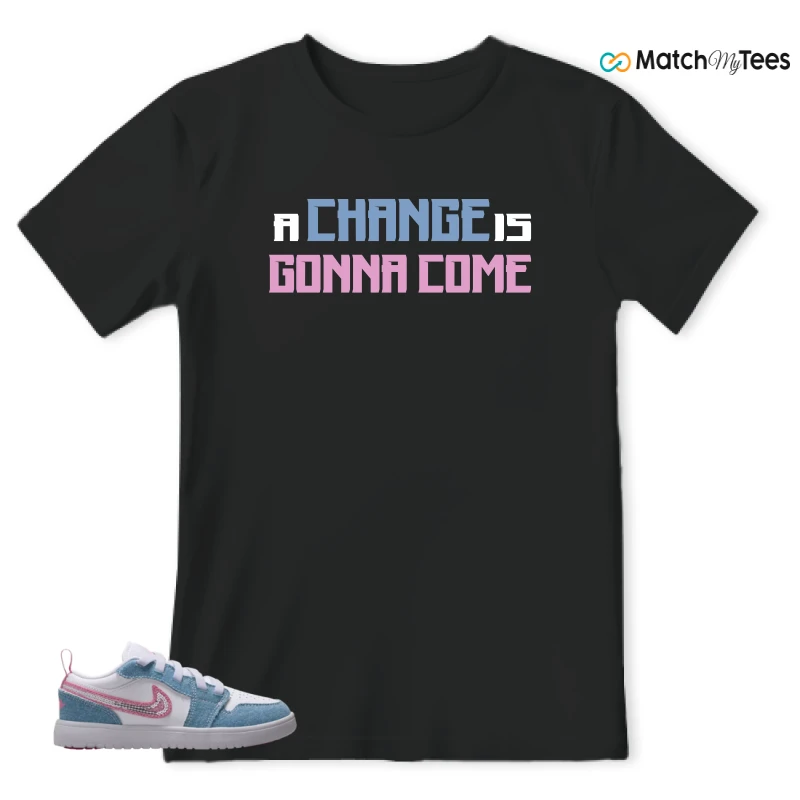 NIKE AIR JORDAN 1 LOW GS DENIM SEQUIN SNEAKER Matching Tees t-shirt