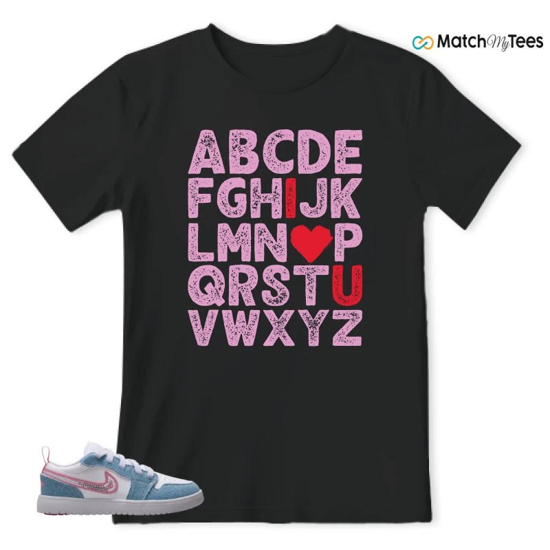 NIKE AIR JORDAN 1 LOW GS DENIM SEQUIN SNEAKER Matching Tees t-shirt