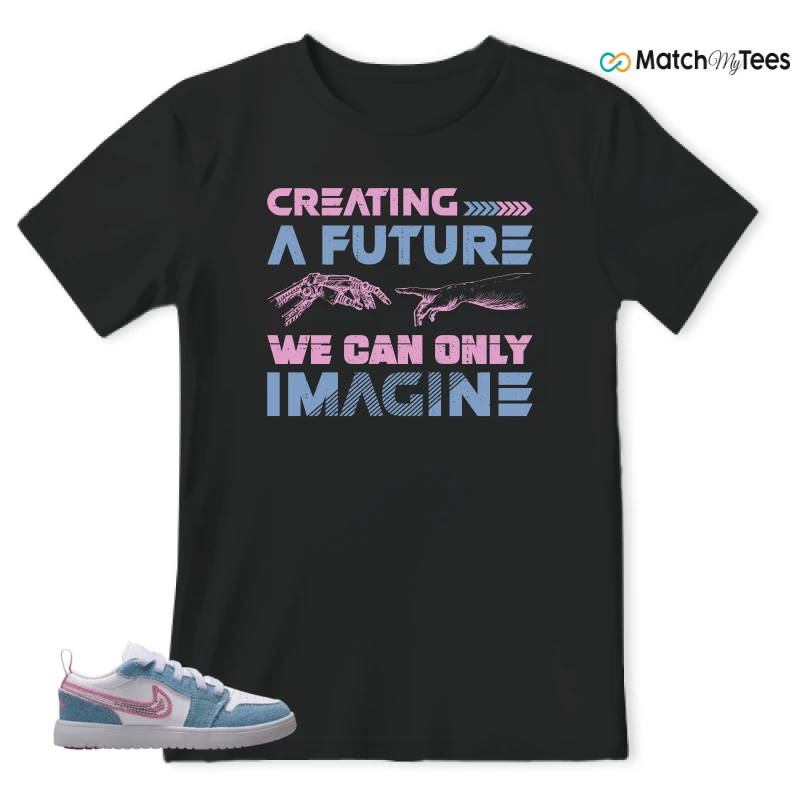 NIKE AIR JORDAN 1 LOW GS DENIM SEQUIN SNEAKER Matching Tees t-shirt