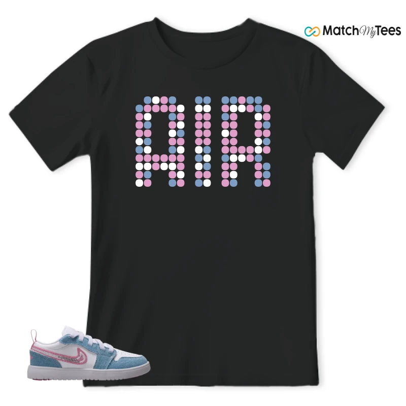 NIKE AIR JORDAN 1 LOW GS DENIM SEQUIN SNEAKER Matching Tees t-shirt