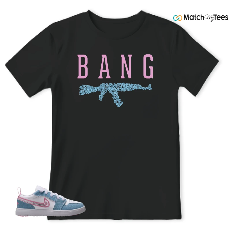 NIKE AIR JORDAN 1 LOW GS DENIM SEQUIN SNEAKER Matching Tees t-shirt