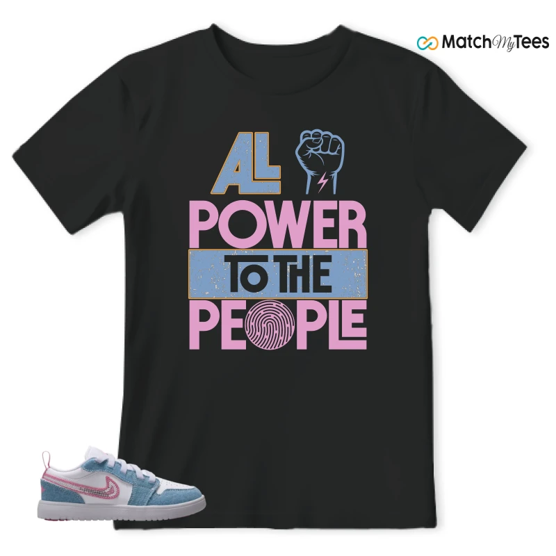 NIKE AIR JORDAN 1 LOW GS DENIM SEQUIN SNEAKER Matching Tees t-shirt