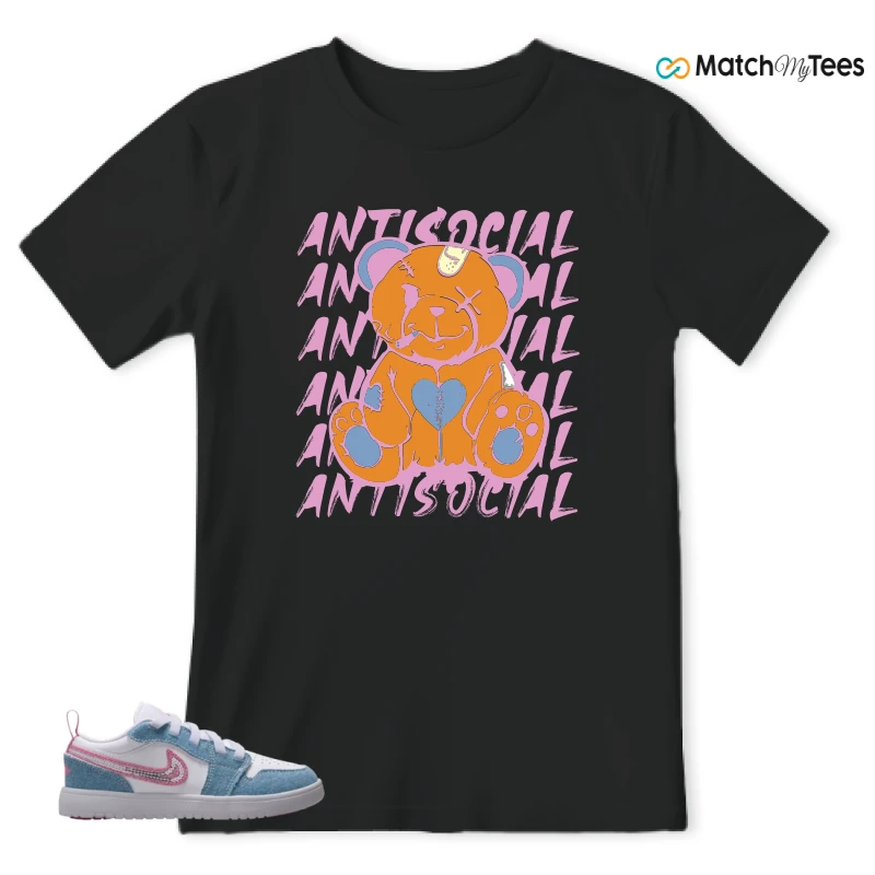 NIKE AIR JORDAN 1 LOW GS DENIM SEQUIN SNEAKER Matching Tees t-shirt