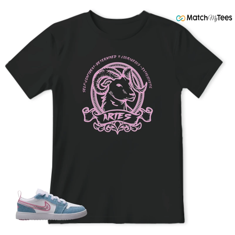 NIKE AIR JORDAN 1 LOW GS DENIM SEQUIN SNEAKER Matching Tees t-shirt