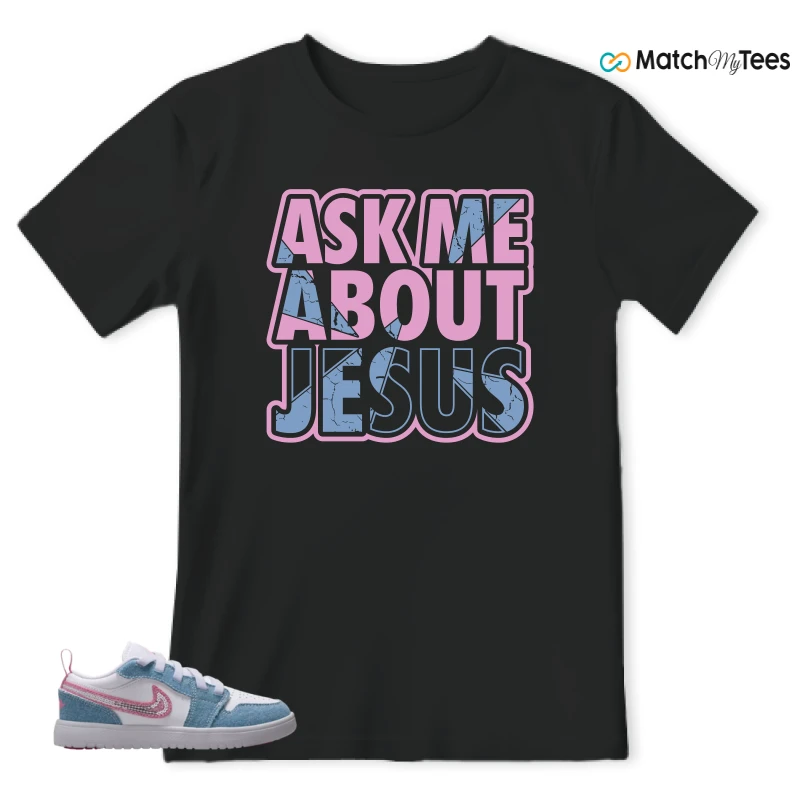 NIKE AIR JORDAN 1 LOW GS DENIM SEQUIN SNEAKER Matching Tees t-shirt