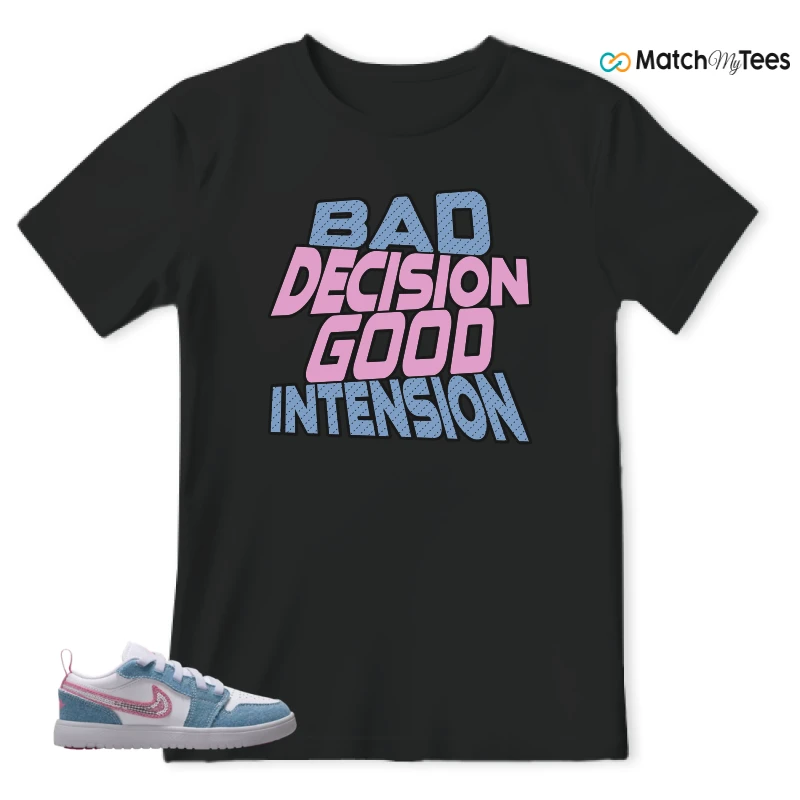 NIKE AIR JORDAN 1 LOW GS DENIM SEQUIN SNEAKER Matching Tees t-shirt