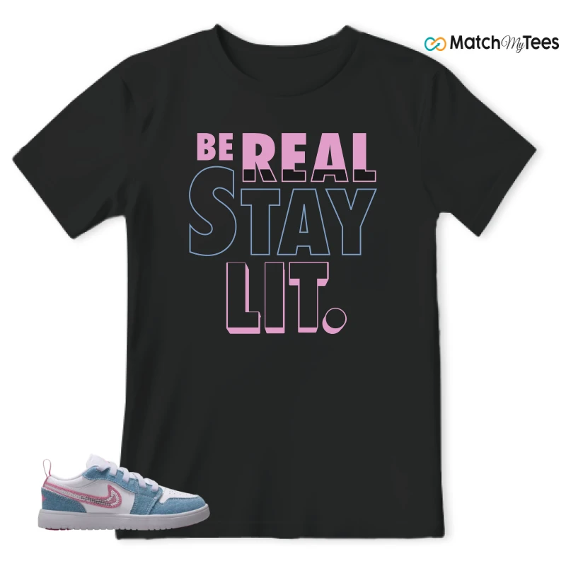 NIKE AIR JORDAN 1 LOW GS DENIM SEQUIN SNEAKER Matching Tees t-shirt