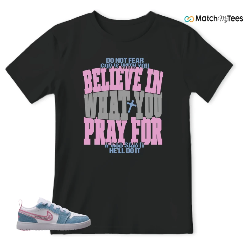 NIKE AIR JORDAN 1 LOW GS DENIM SEQUIN SNEAKER Matching Tees t-shirt