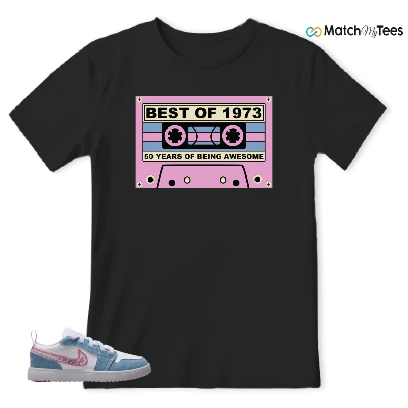 NIKE AIR JORDAN 1 LOW GS DENIM SEQUIN SNEAKER Matching Tees t-shirt