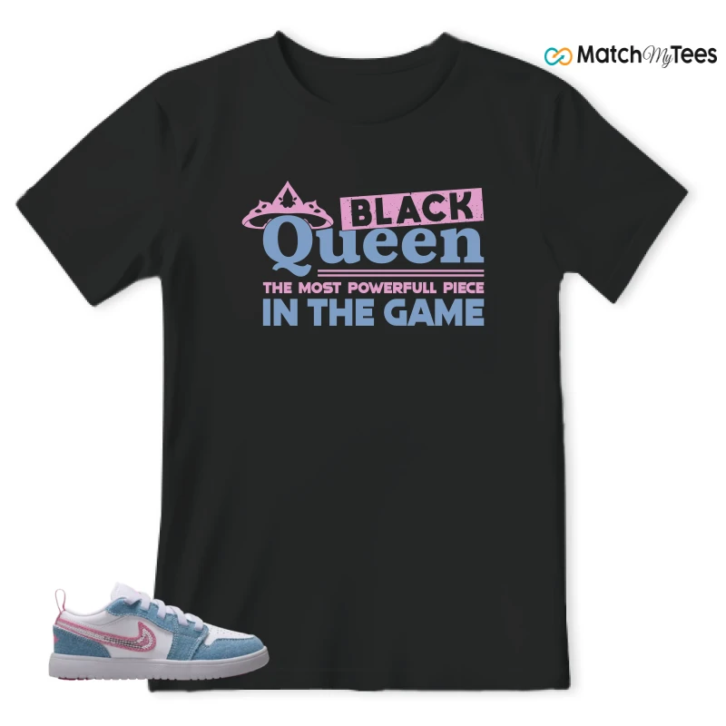 NIKE AIR JORDAN 1 LOW GS DENIM SEQUIN SNEAKER Matching Tees t-shirt