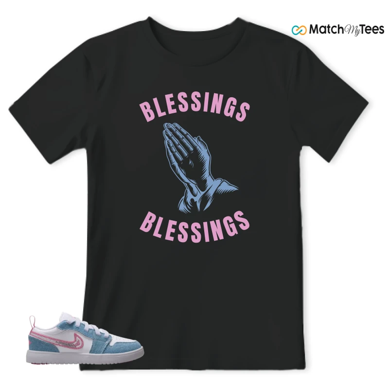 NIKE AIR JORDAN 1 LOW GS DENIM SEQUIN SNEAKER Matching Tees t-shirt