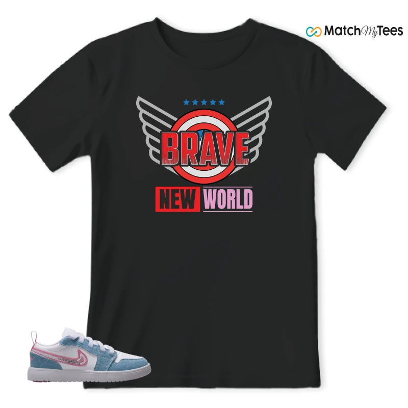 NIKE AIR JORDAN 1 LOW GS DENIM SEQUIN SNEAKER Matching Tees t-shirt