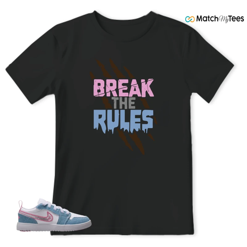 NIKE AIR JORDAN 1 LOW GS DENIM SEQUIN SNEAKER Matching Tees t-shirt