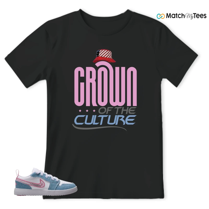 NIKE AIR JORDAN 1 LOW GS DENIM SEQUIN SNEAKER Matching Tees t-shirt