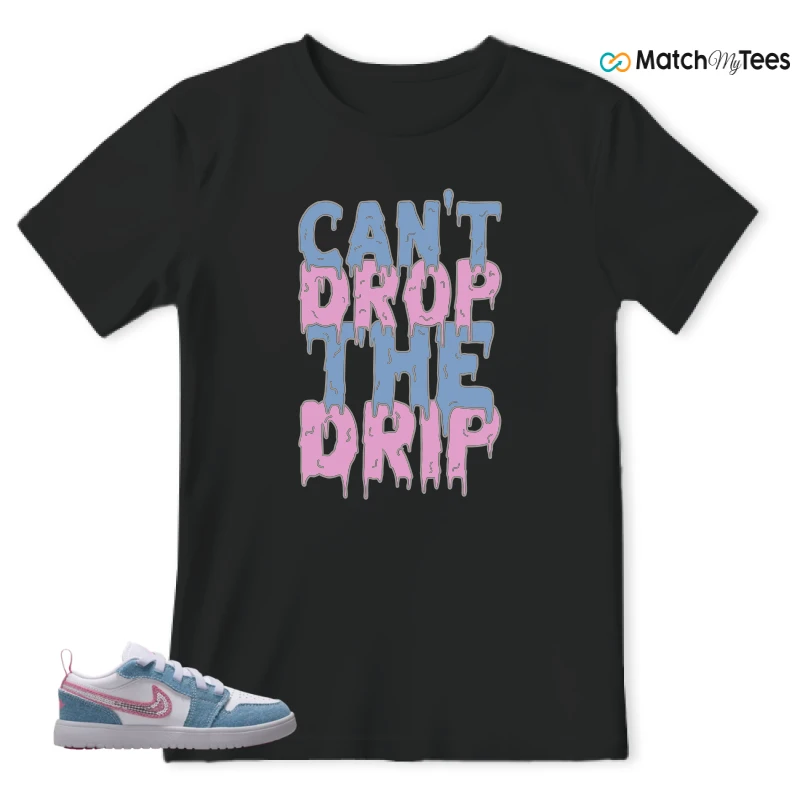 NIKE AIR JORDAN 1 LOW GS DENIM SEQUIN SNEAKER Matching Tees t-shirt