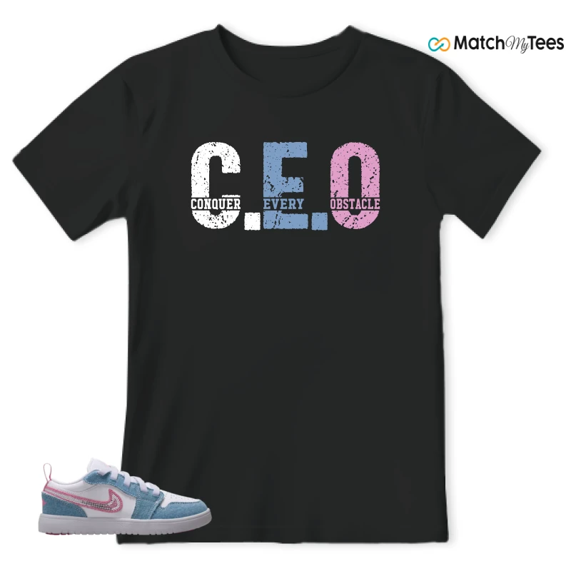 NIKE AIR JORDAN 1 LOW GS DENIM SEQUIN SNEAKER Matching Tees t-shirt