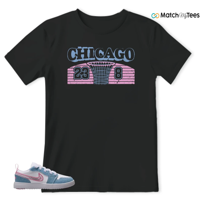 NIKE AIR JORDAN 1 LOW GS DENIM SEQUIN SNEAKER Matching Tees t-shirt