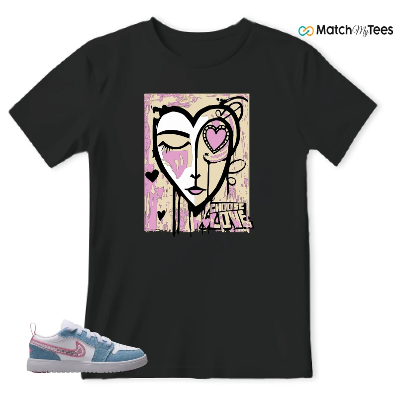 NIKE AIR JORDAN 1 LOW GS DENIM SEQUIN SNEAKER Matching Tees t-shirt