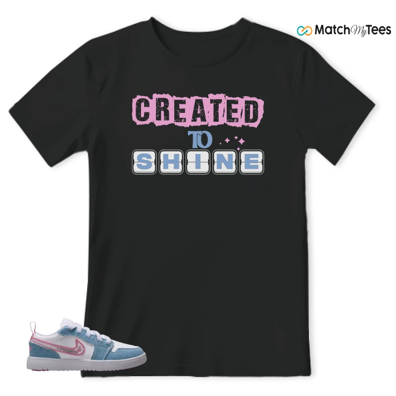 NIKE AIR JORDAN 1 LOW GS DENIM SEQUIN SNEAKER Matching Tees t-shirt